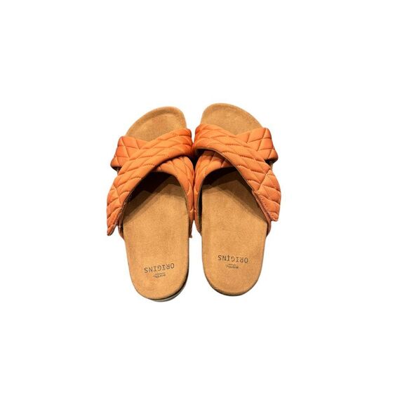 Earth Origins Quilted Cross Band Slide Sandals Oceana Orange Vacation - Picture 3 of 8